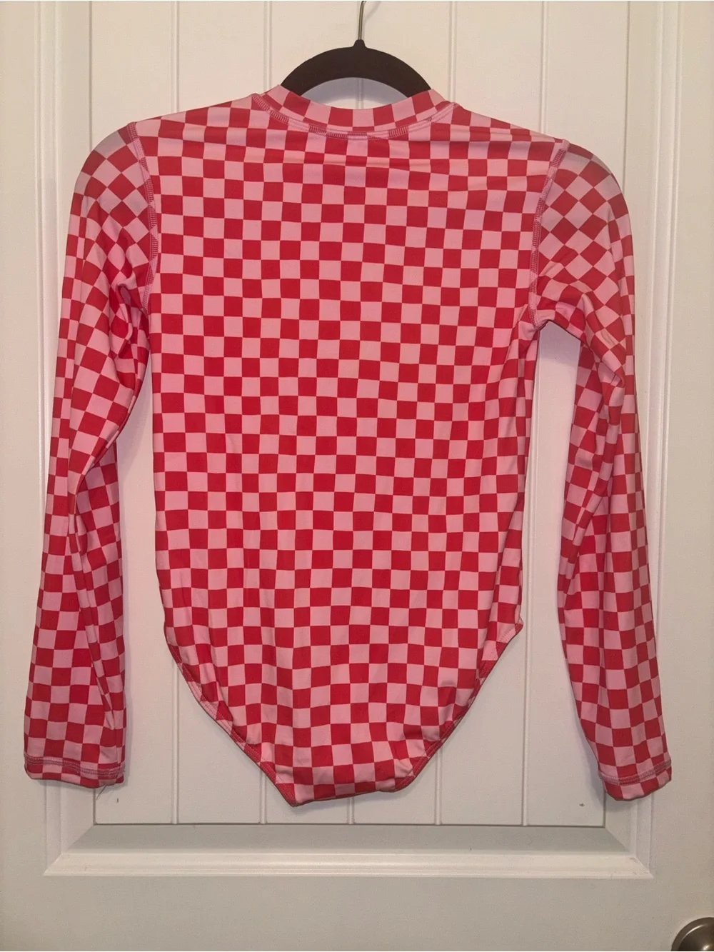 Quince long sleeve checkered zip up swimsuit girls size 12